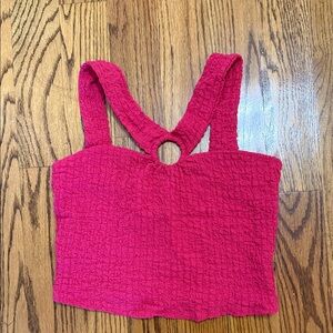 Mango Fuchsia Crinkle Crop Top